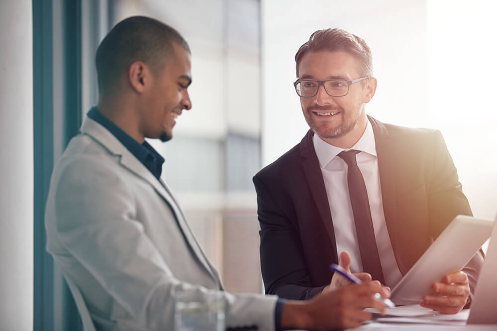 Business men planning and tablet while talking about strategy